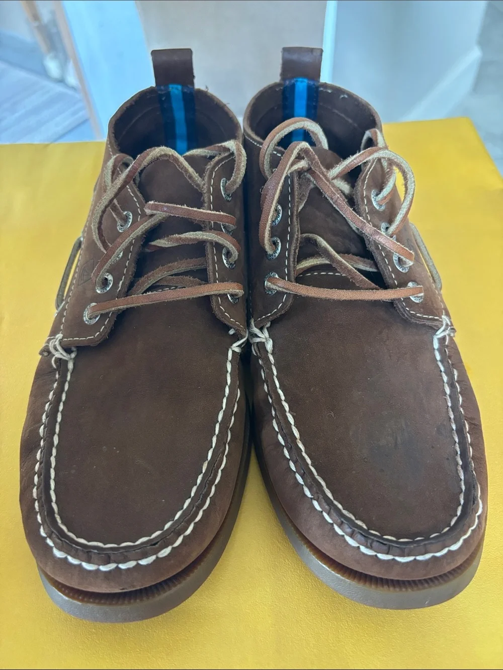 Sperry J. Crew Brown Leather Moc Toe Boat Shoes